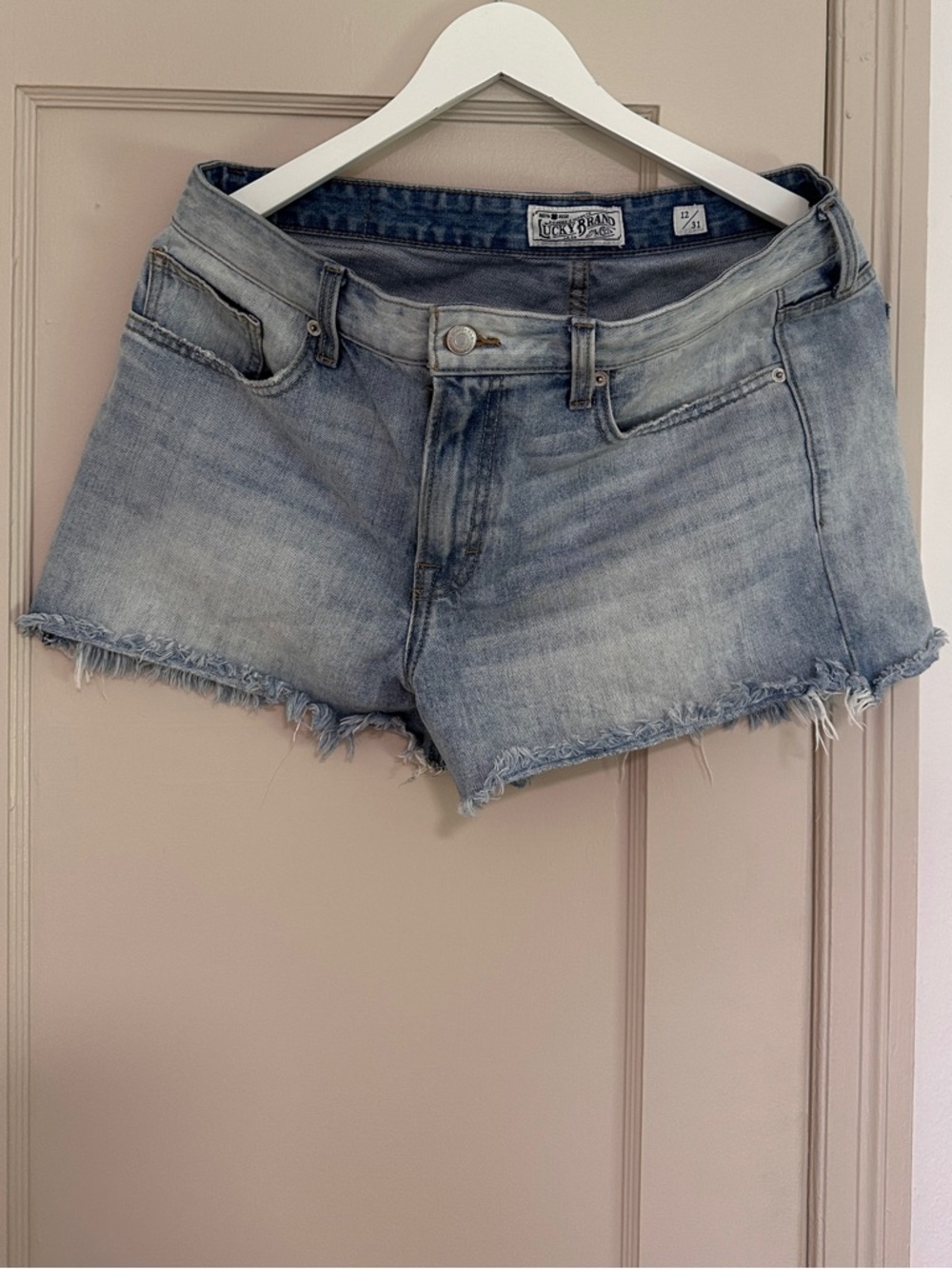 Lucky Brand Faded Blue Denim Frayed Hem Shorts